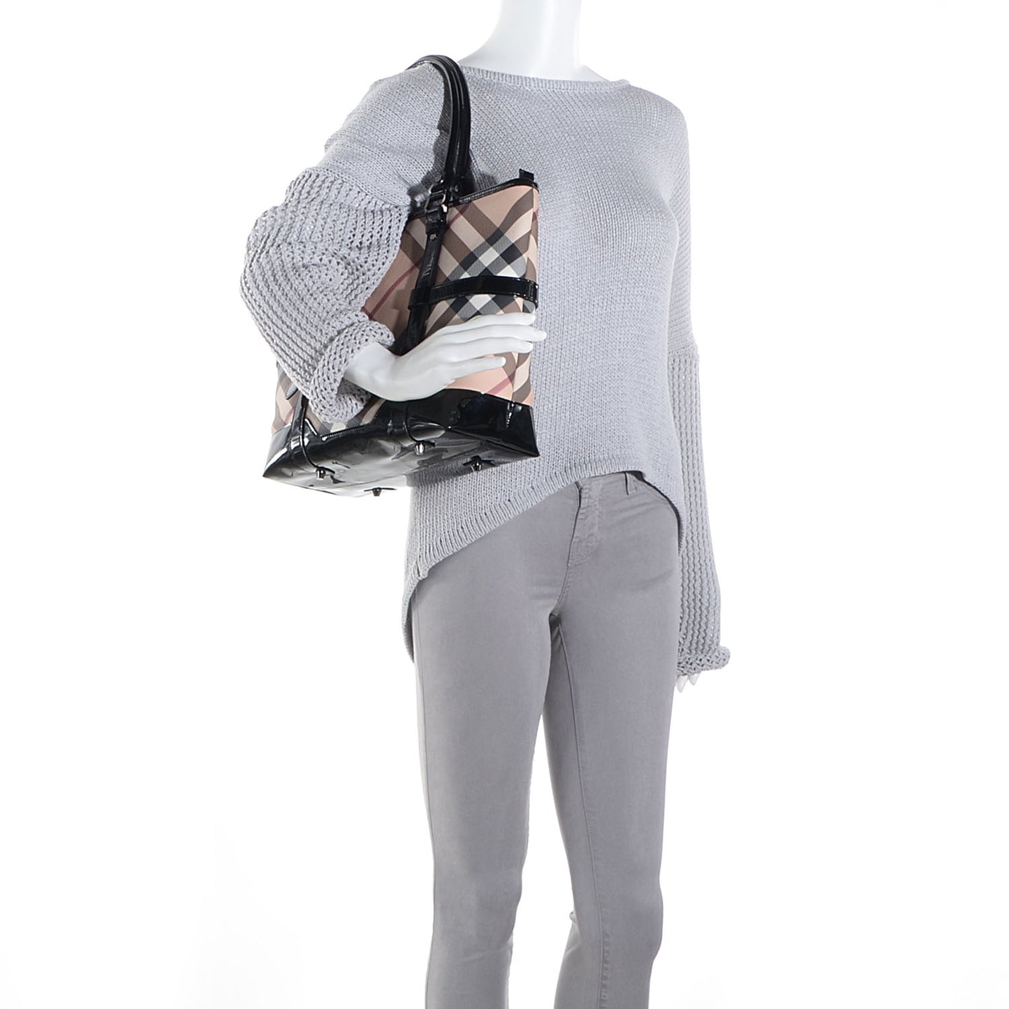 Patent Nova Check Tote Black