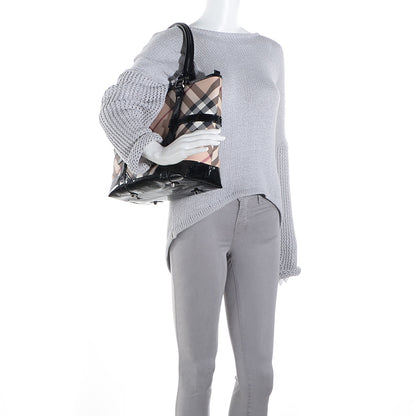 Burberry Patent Nova Check Tote Black 2 of 8