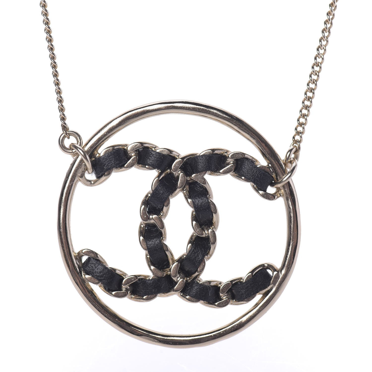 Chanel Lambskin CC Chain Necklace Gold Black 3 of 7