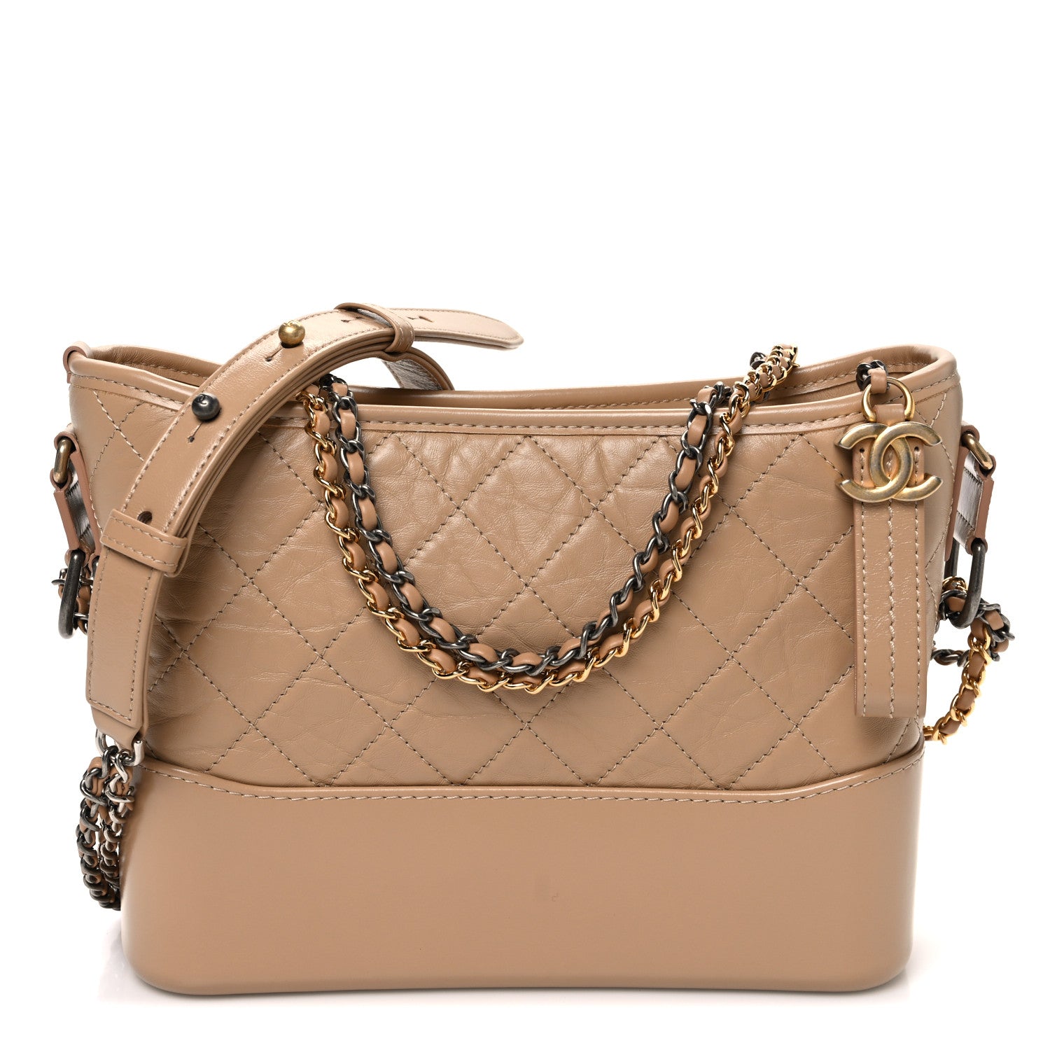 Chanel Aged Calfskin Quilted New Medium Gabrielle Hobo Beige 1 of 10