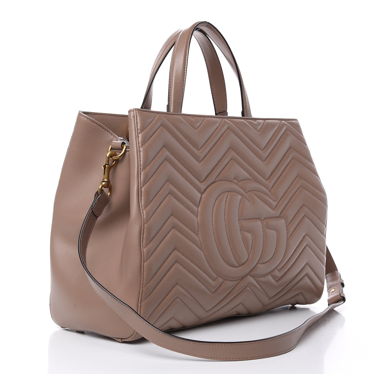 Gucci Calfskin Matelasse Medium GG Marmont Tote Porcelain Rose 3 of 15