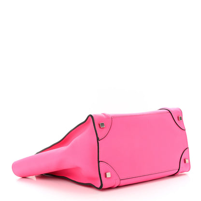 Celine Drummed Calfskin Mini Luggage Fluo Pink 4 of 10