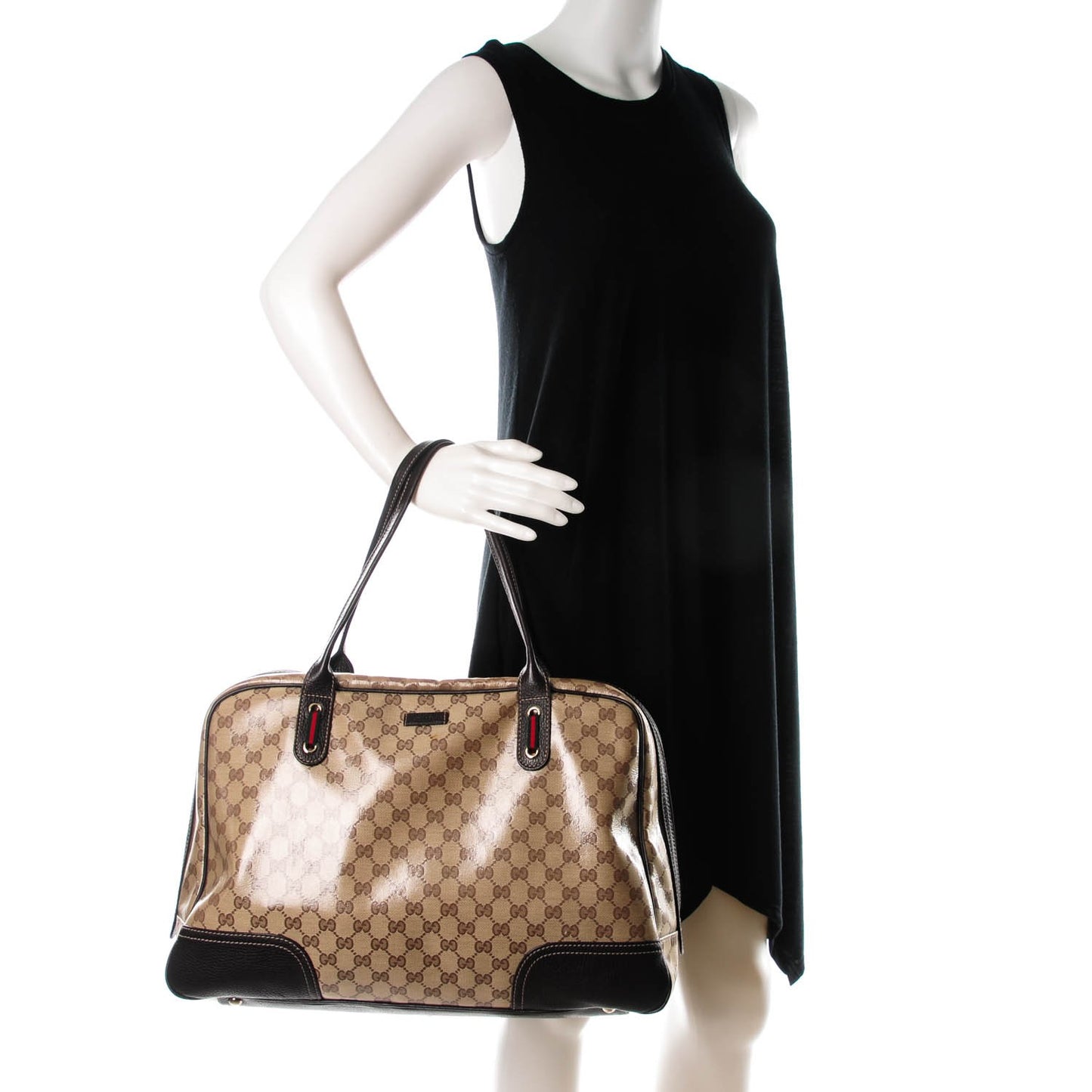 Crystal Monogram Large Princy Duffle Bag Beige Dark Brown