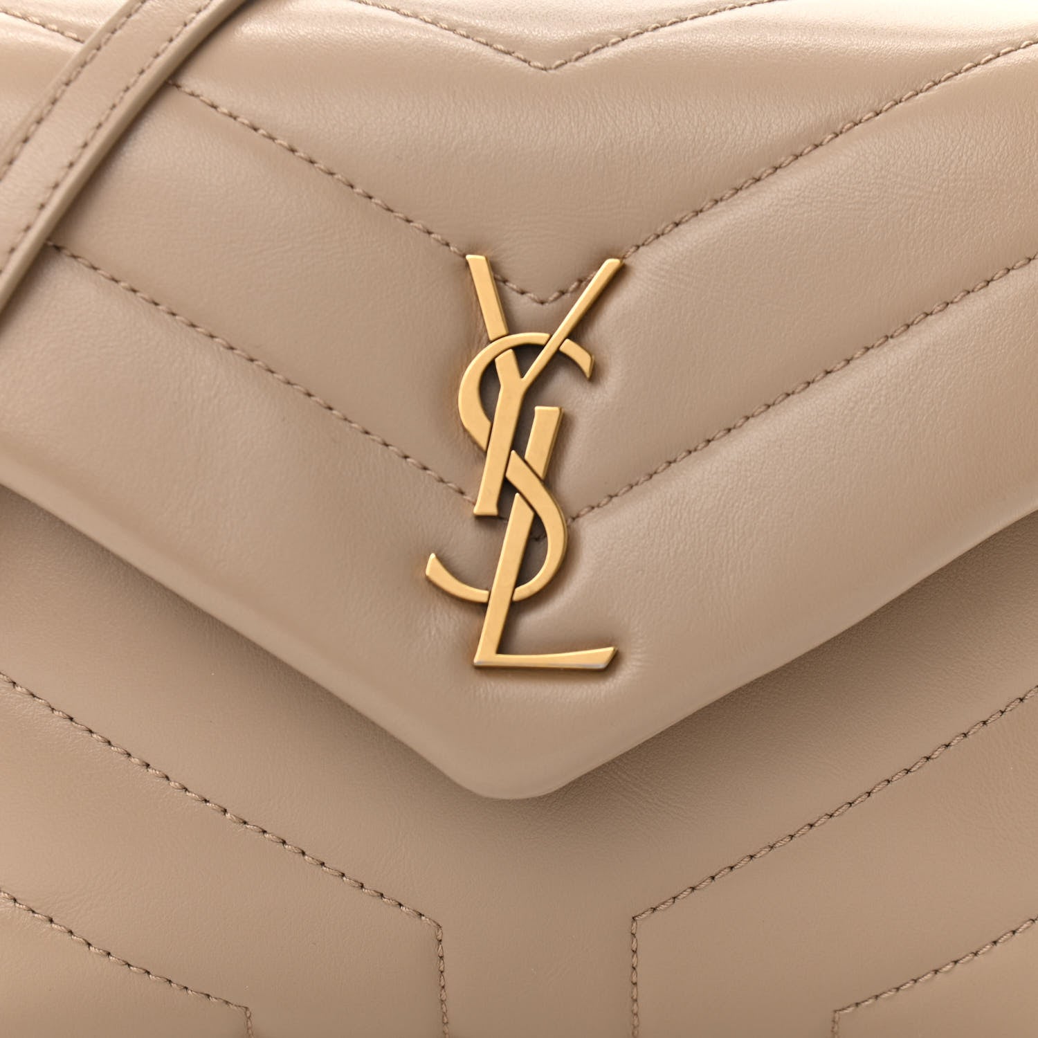 Saint Laurent Calfskin Y Quilted Monogram Toy Loulou Crossbody Bag Latte 8 of 10