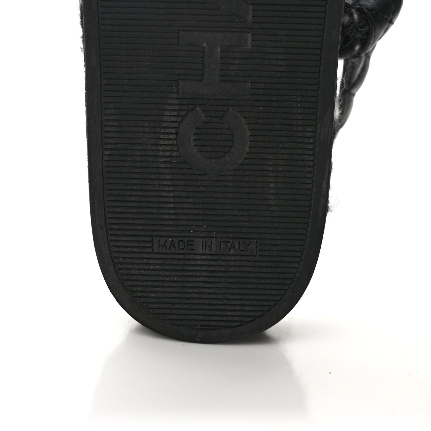 Cord Lambskin Quilted Logo Sandals 38 Black White