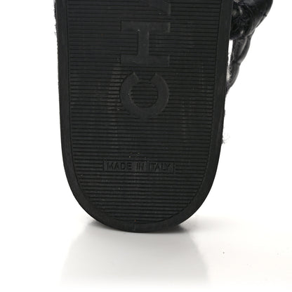 Chanel Cord Lambskin Quilted Logo Sandals 38 Black White 6 of 8