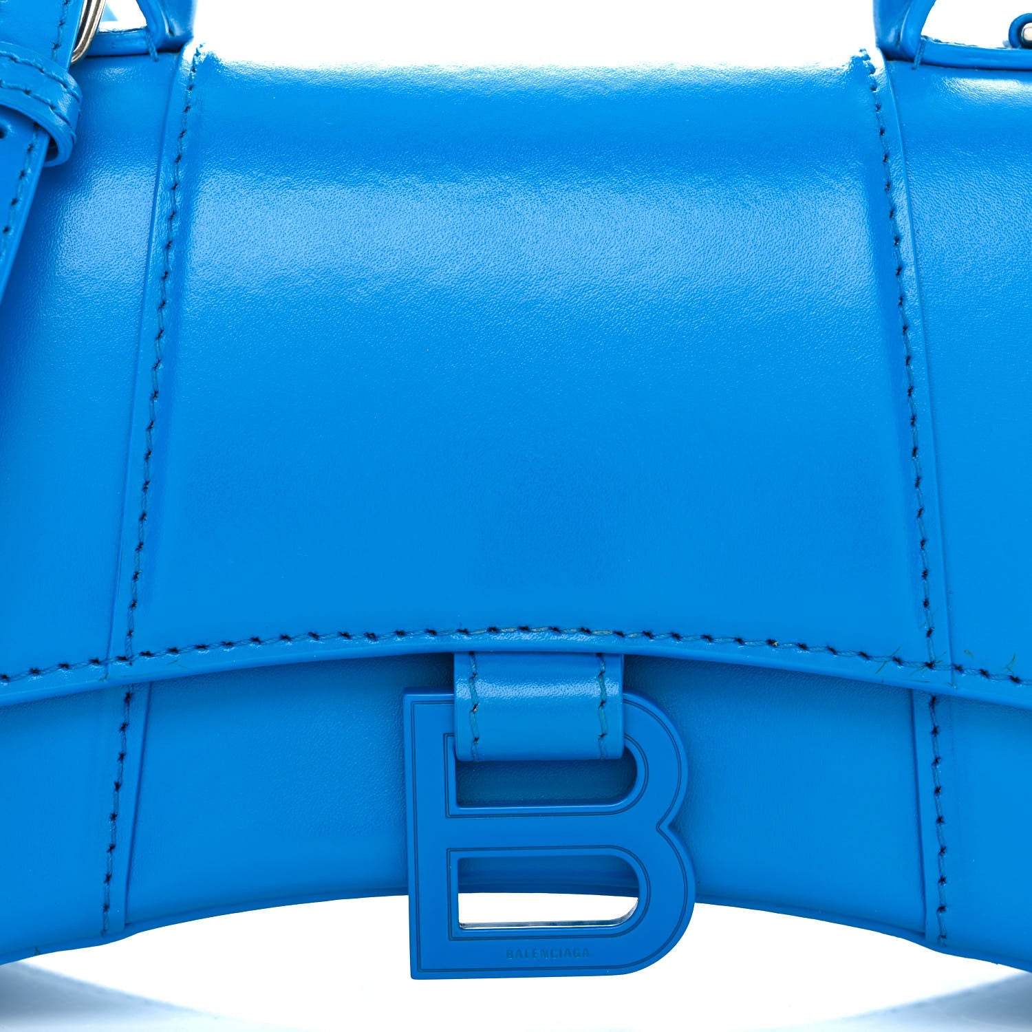 Balenciaga Shiny Box Calfskin Tonal B Hourglass Top Handle Bag XS Screen Blue 9 of 12