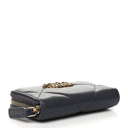 Chanel Lambskin Quilted Chanel 19 Zip Around Coin Purse Wallet Dark Grey 4 of 9