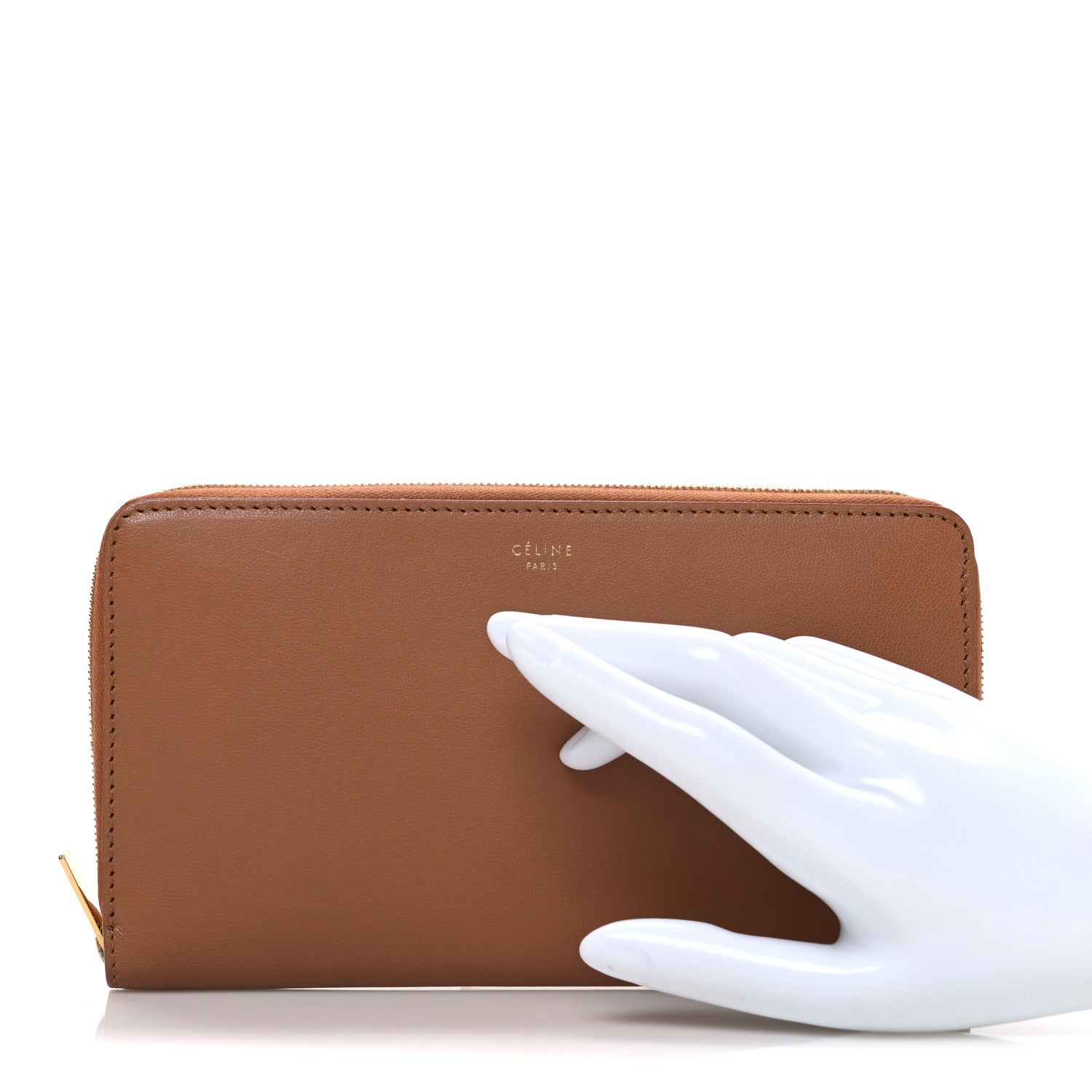 Celine Calfskin Zip Around Multifunction Wallet Tan 2 of 8