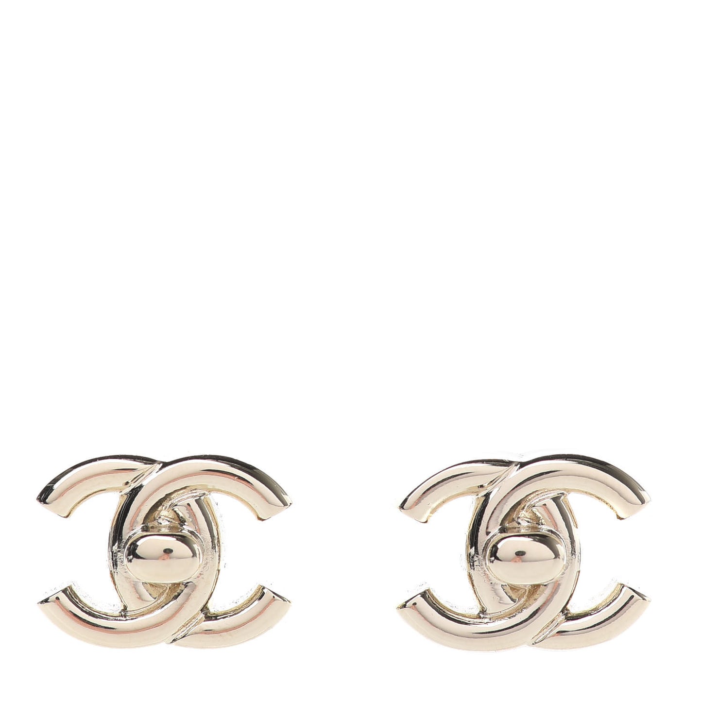 Metal CC Turnlock Earrings Gold
