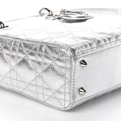 Christian Dior Metallic Grained Calfskin Cannage Small Lucky Badges My Lady Dior Silver 7 of 9
