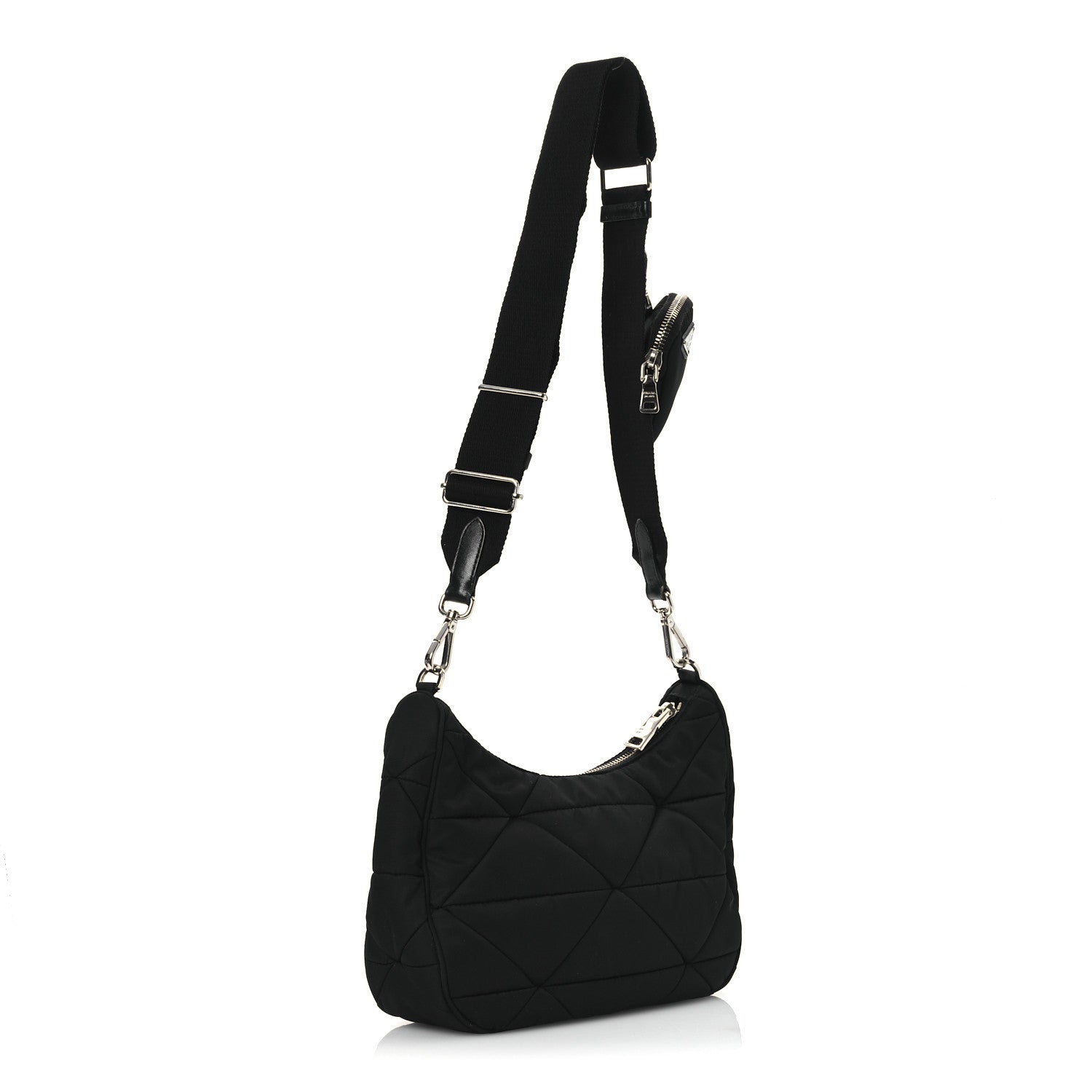 Prada Re-Nylon Triangle Padded Patchwork Shoulder Bag Black 3 of 17
