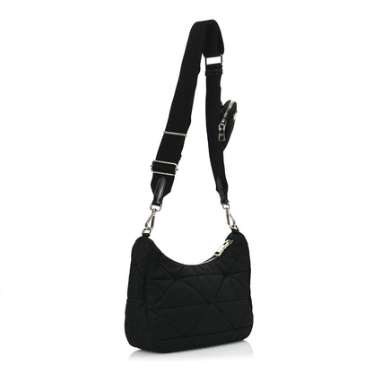 Prada Re-Nylon Triangle Padded Patchwork Shoulder Bag Black 3 of 17