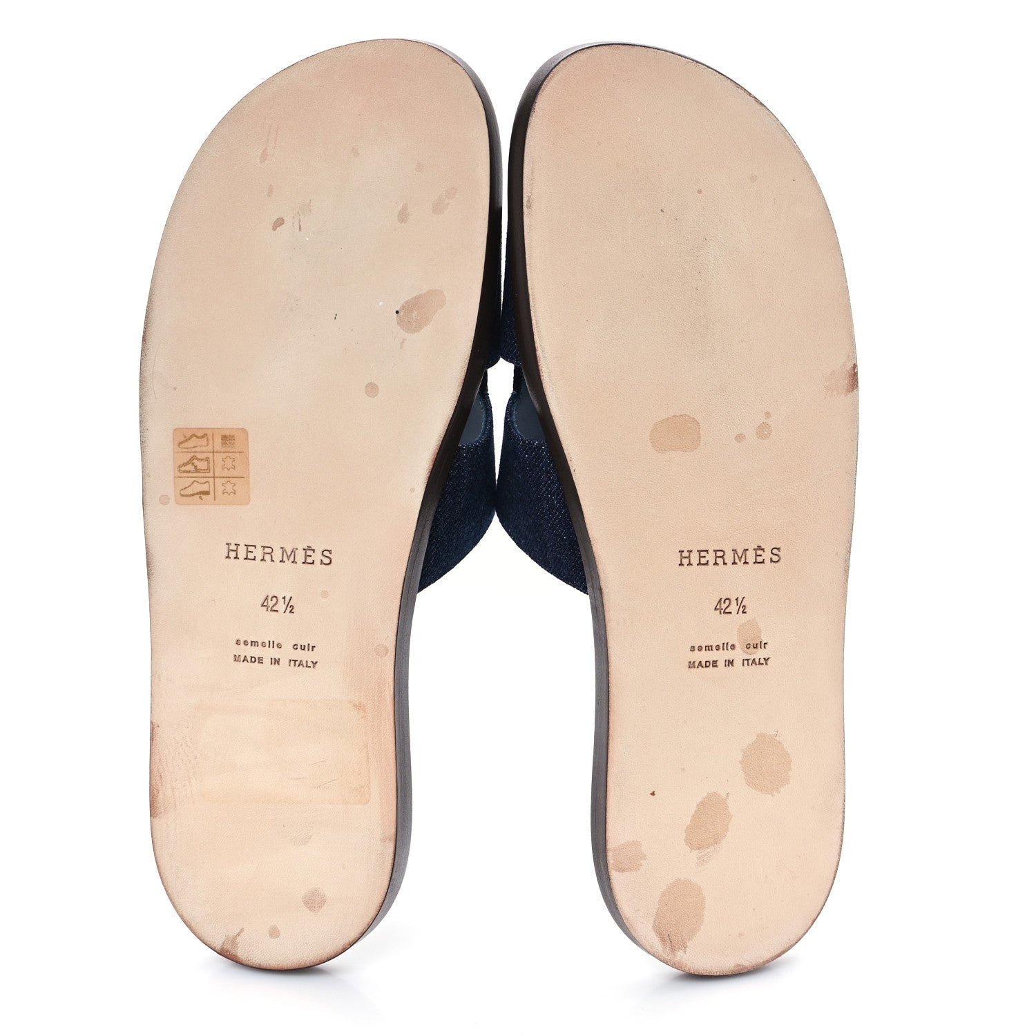 Hermes Denim Calfskin Mens Izmir Sandals 42.5 Bleu Brut Bleu Celeste 6 of 10
