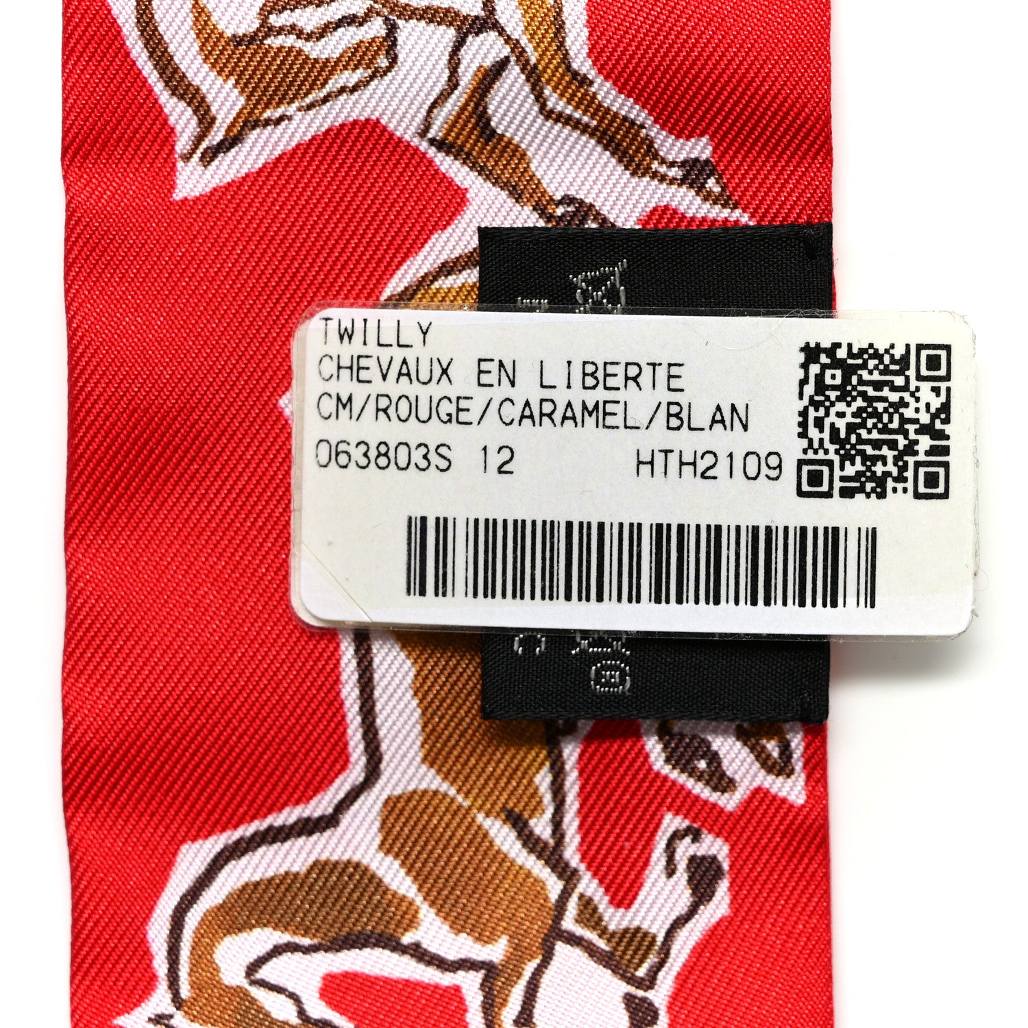 Hermes Silk Chevaux En Liberte Twilly Rouge Caramel White 3 of 4