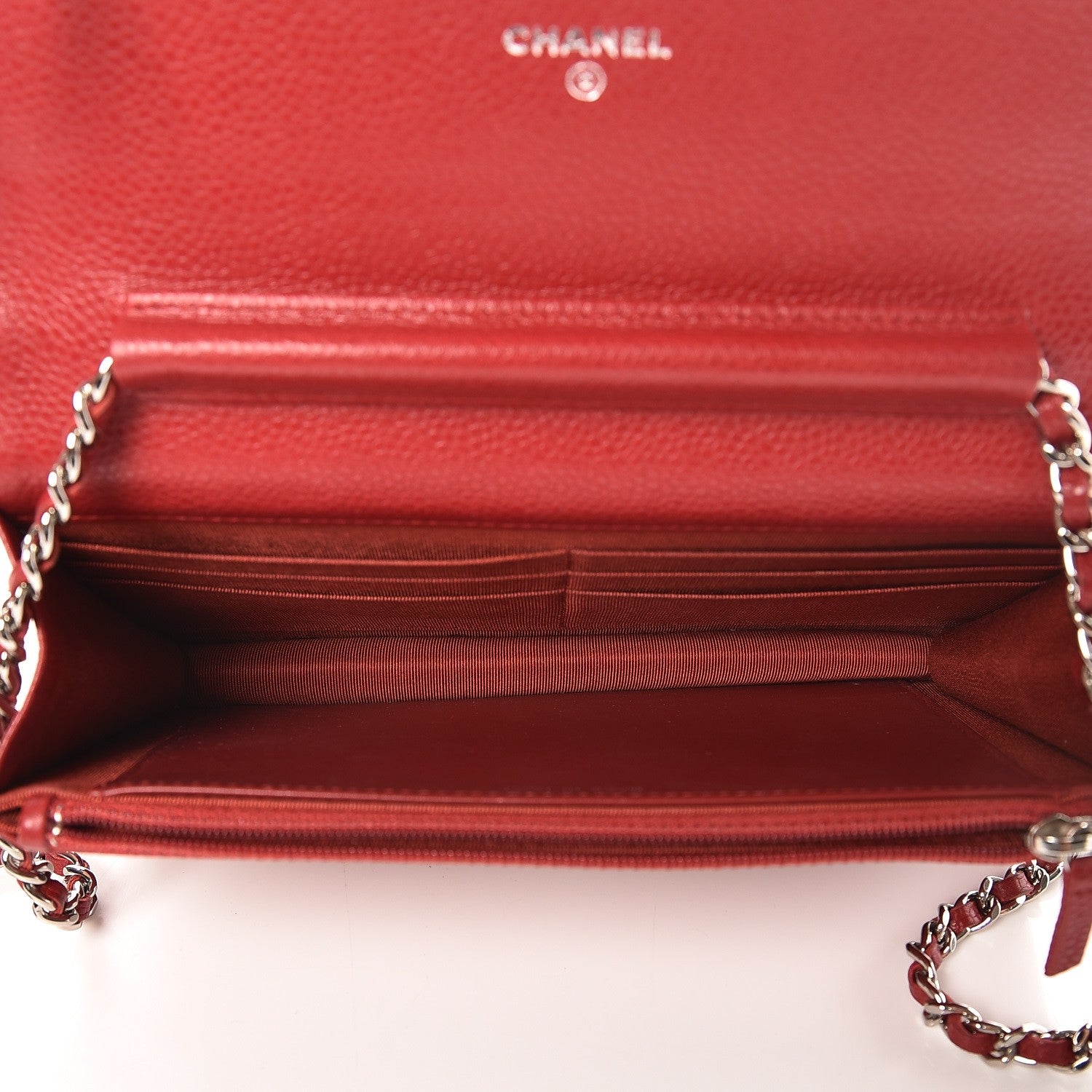 Chanel Caviar Quilted Wallet On Chain WOC Red 5 of 11