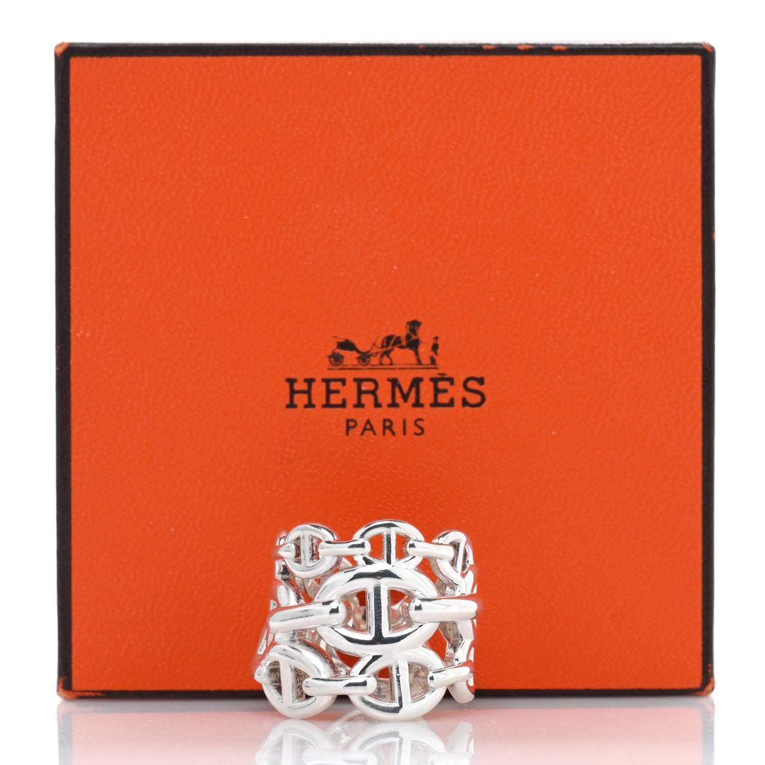 Hermes Sterling Silver GM Chaine d'Ancre Enchainee Band Ring 52 6 5 of 5