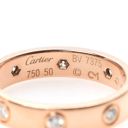 Cartier 18K Pink Gold 8 Diamond 4mm LOVE Wedding Band Ring 50 5.25 5 of 5