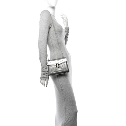 Bulgari Metallic Calfskin Small Serpenti Forever Snake Strap Crossbody Bag Silver 2 of 10