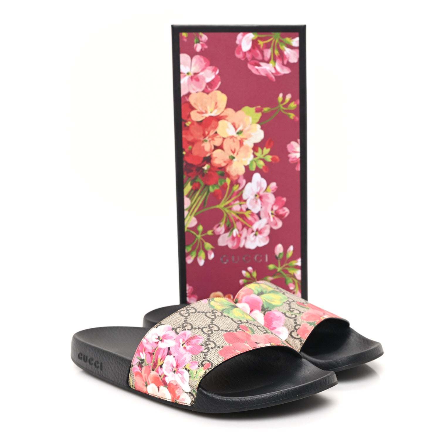 Gucci GG Supreme Monogram Blooms Slide Sandals 40 Beige Multicolor 8 of 9