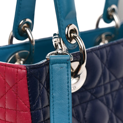 Christian Dior Lambskin Cannage Medium Tri-Color Lady Dior Sapphire Fuchsia Turquoise 11 of 18