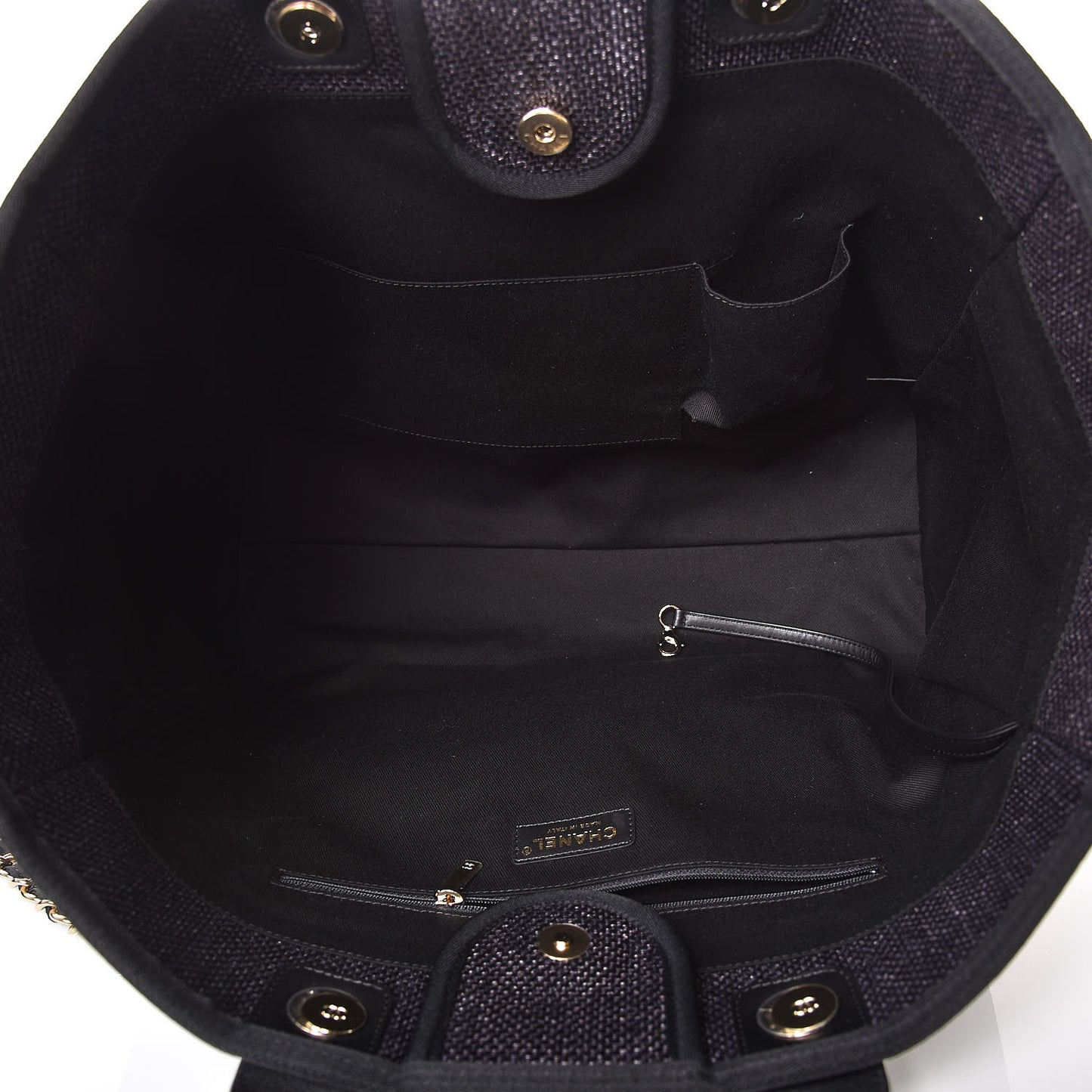 Woven Straw Raffia Large Deauville Tote Black