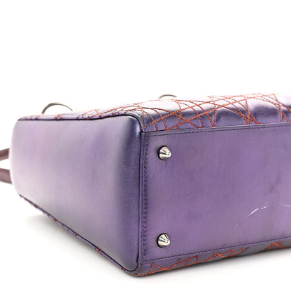 Christian Dior Metallic Lambskin Cannage Medium Anselm Reyle Lady Dior Purple Orange 8 of 10