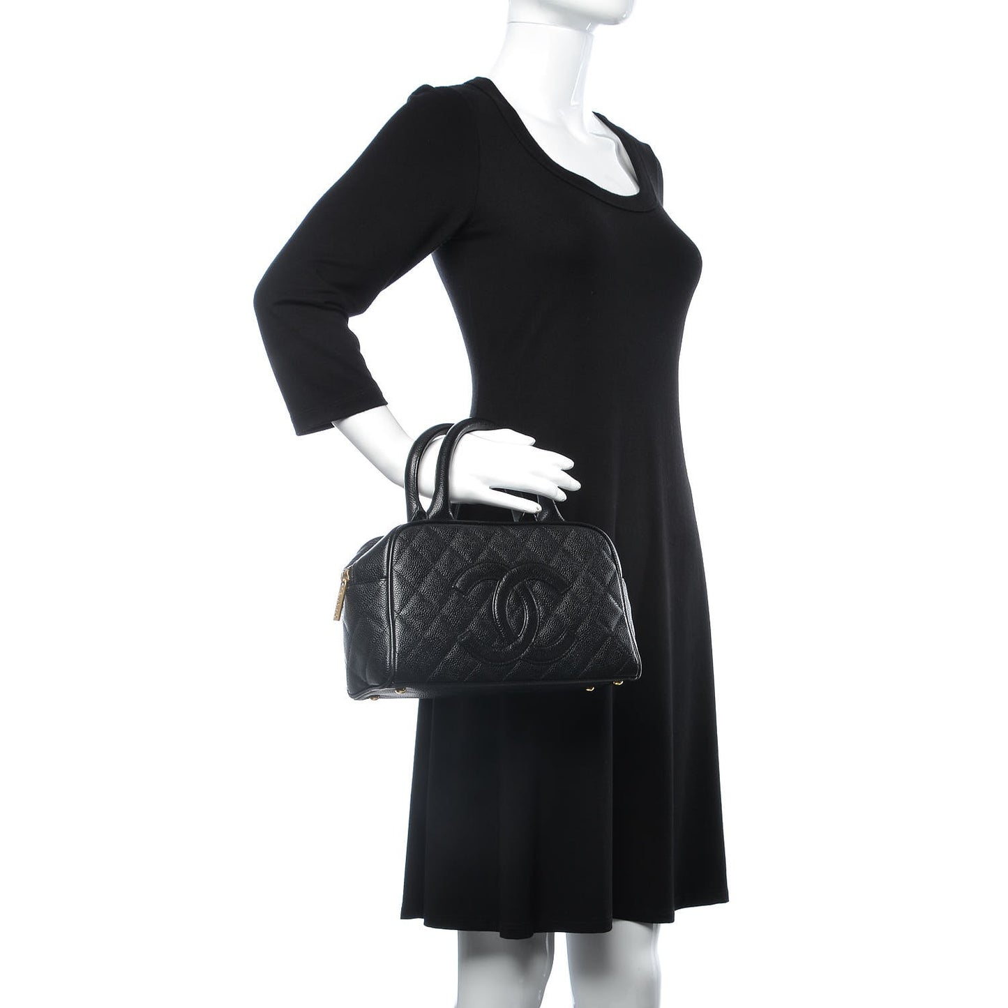 Caviar Quilted Small Bowler Black