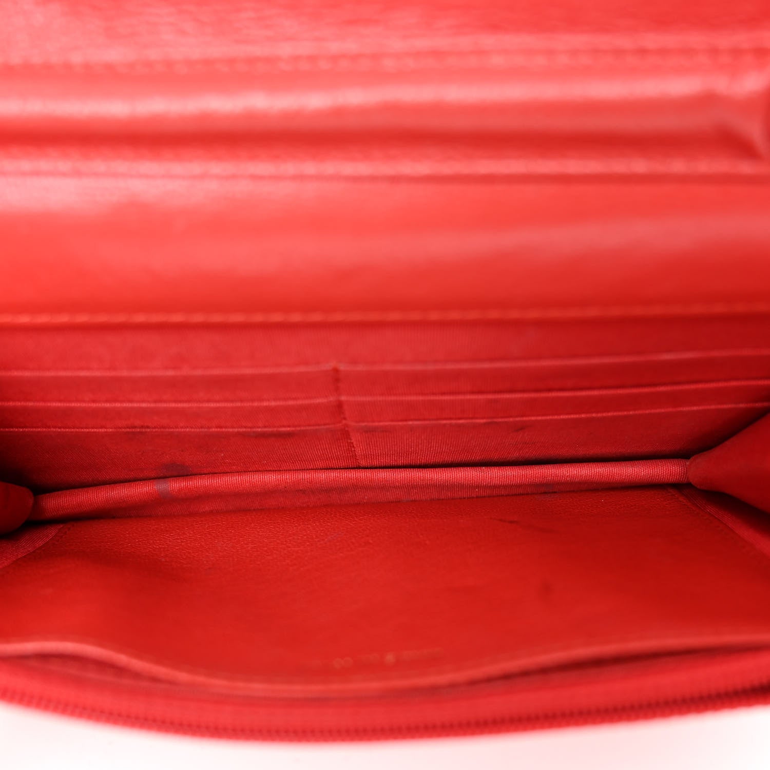Chanel Goatskin Diagonal Quilted Wallet On Chain WOC Red 5 of 12