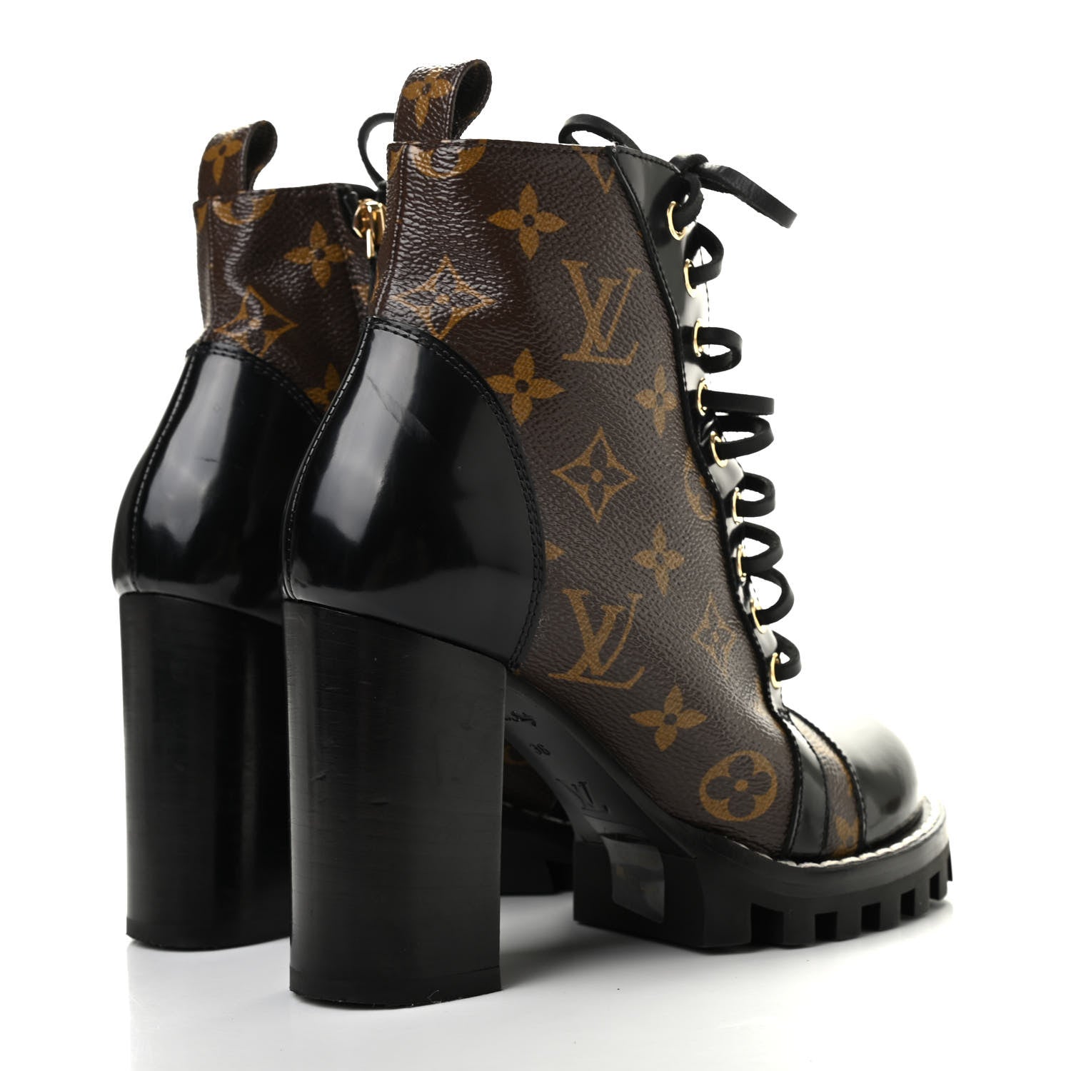 Louis Vuitton Patent Calfskin Monogram Star Trail Ankle Boots 36 Black 4 of 7