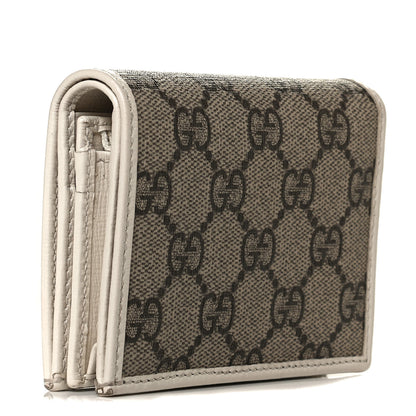 Gucci GG Supreme Monogram Azalea Calfskin Horsebit 1955 Card Case Wallet Beige Ebony Mystic White 3 of 9