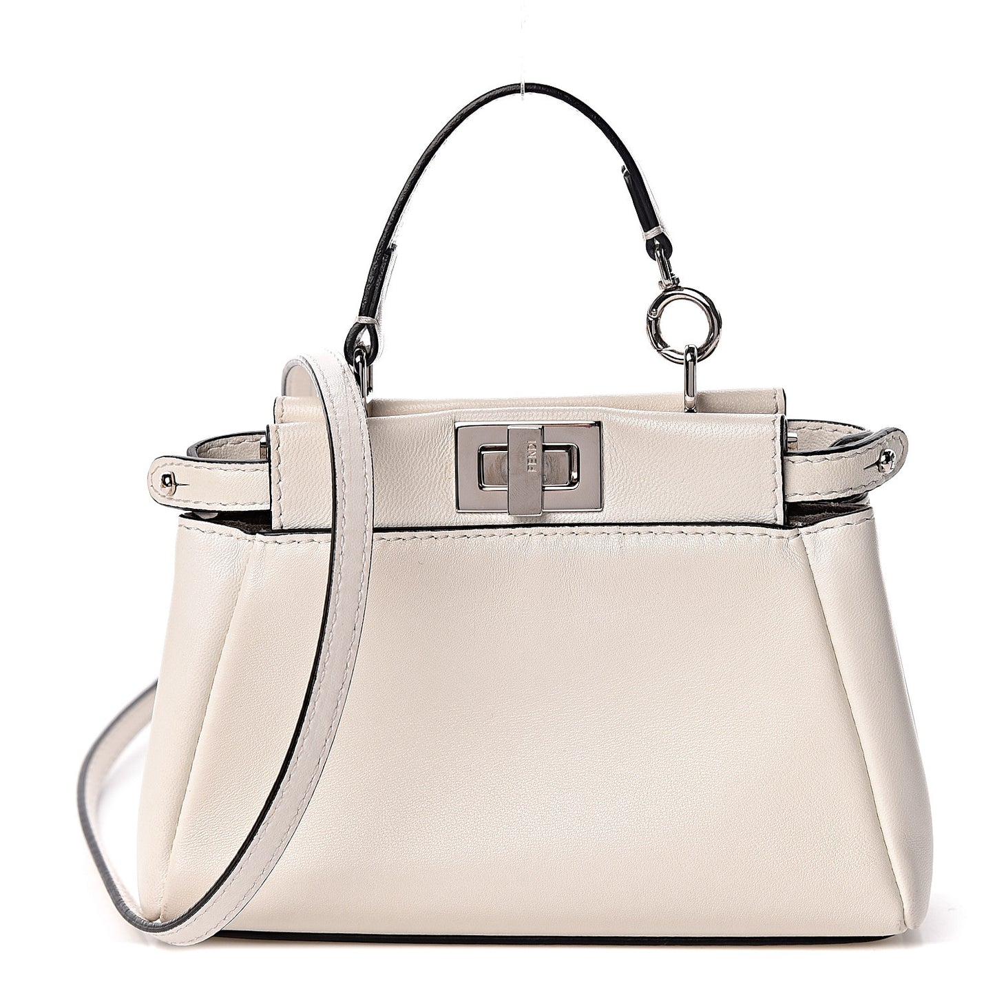Shiny Nappa Micro Peekaboo Iconic Satchel White