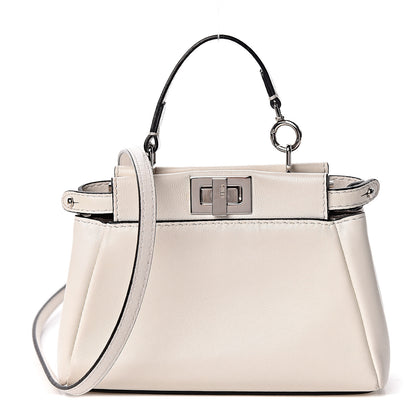 Fendi Shiny Nappa Micro Peekaboo Iconic Satchel White 1 of 14