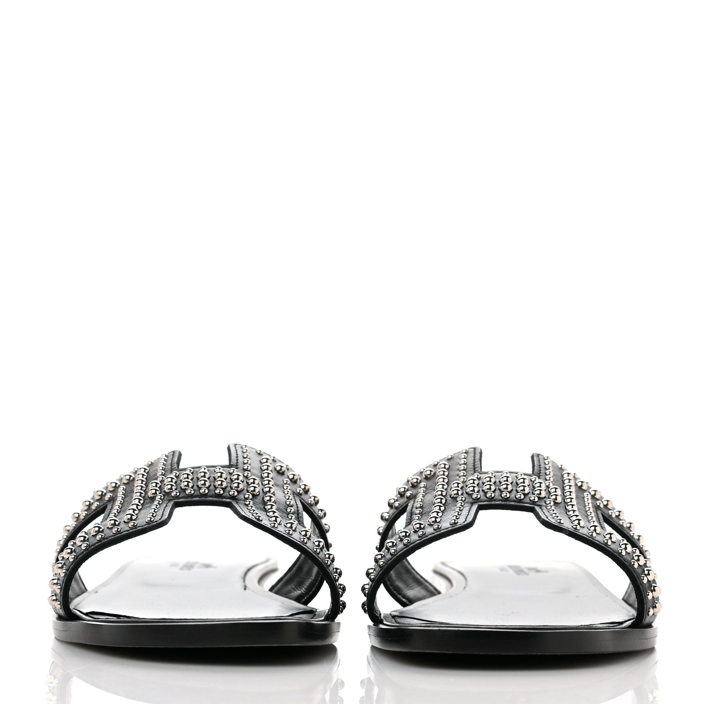 Calfskin Studded Oran Sandals 36 Black