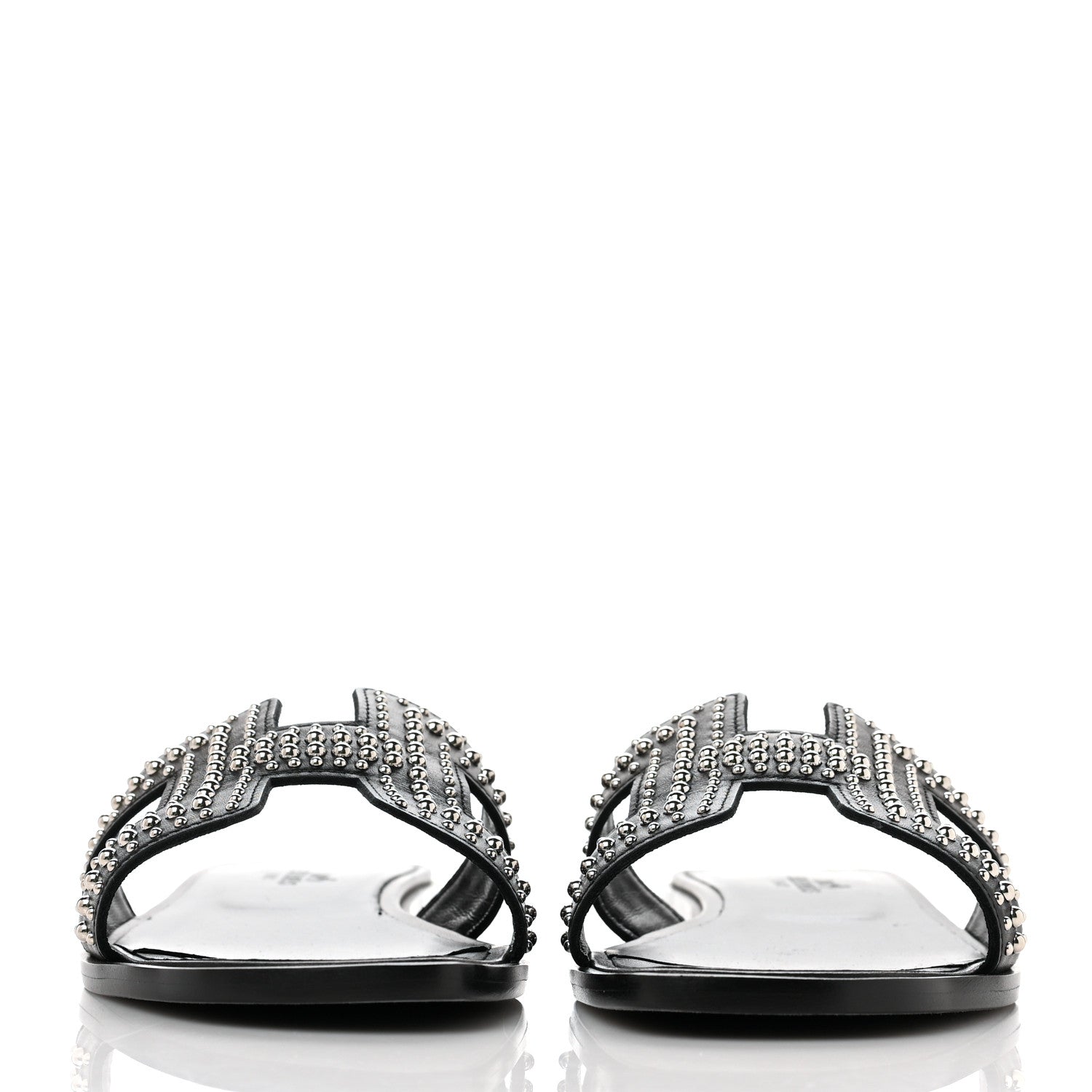 Hermes Calfskin Studded Oran Sandals 36 Black 2 of 10