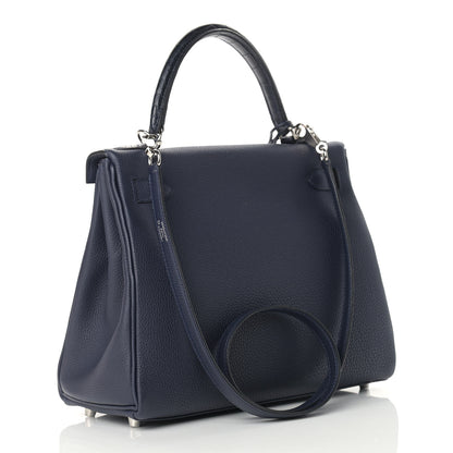 Hermes Togo Matte Alligator Kelly Retourne Touch 28 Bleu Nuit Bleu Marine 3 of 10