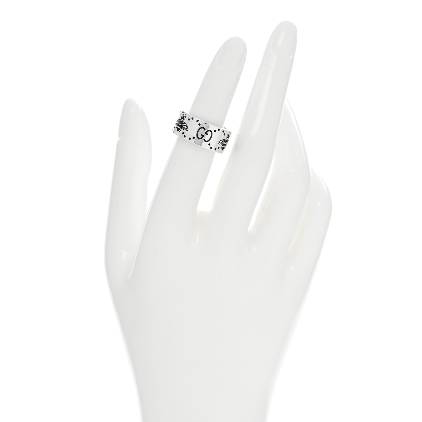 Sterling Silver GG Bee Wide Band Ring 49 5