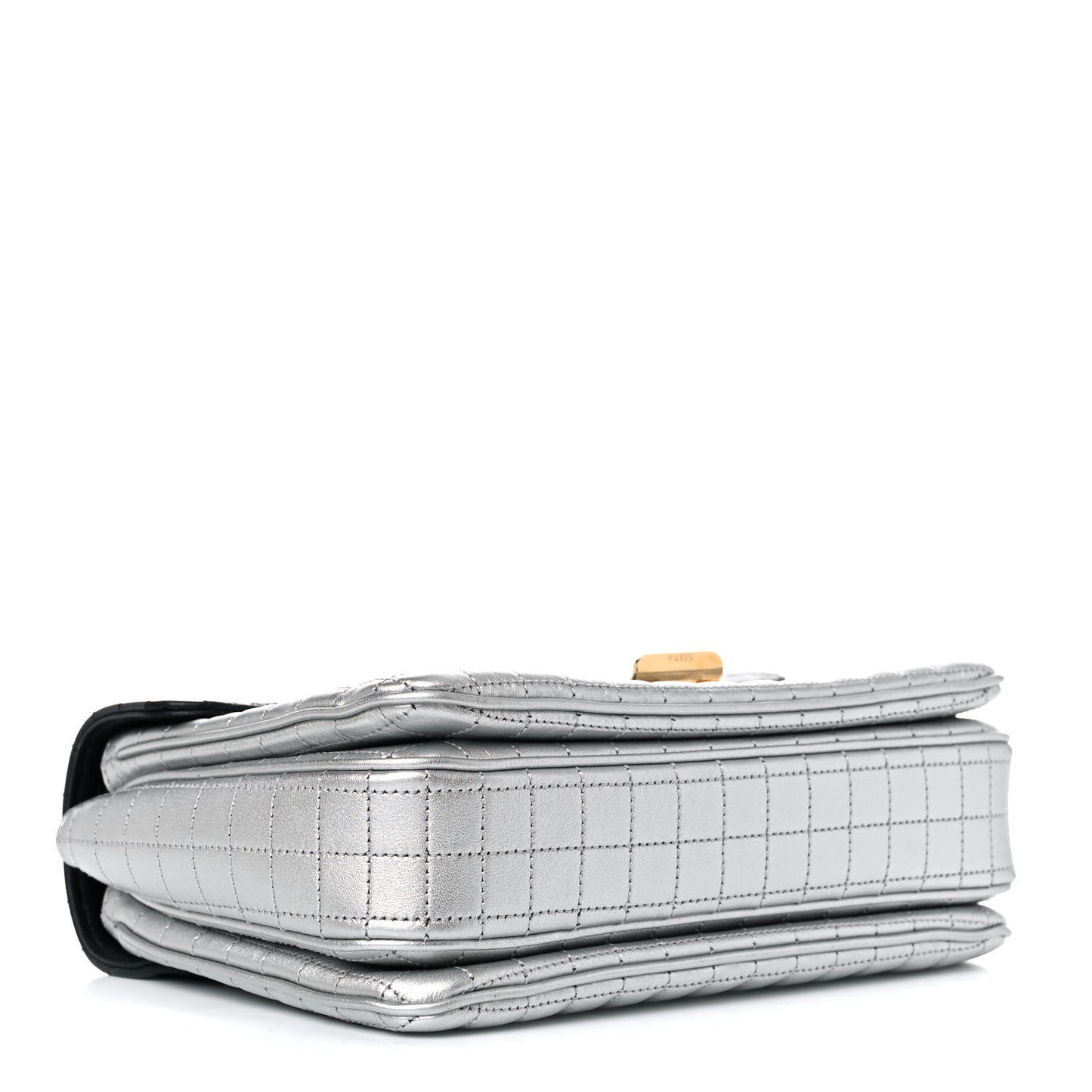 Calfskin Quilted Medium C Bag Silver Black
