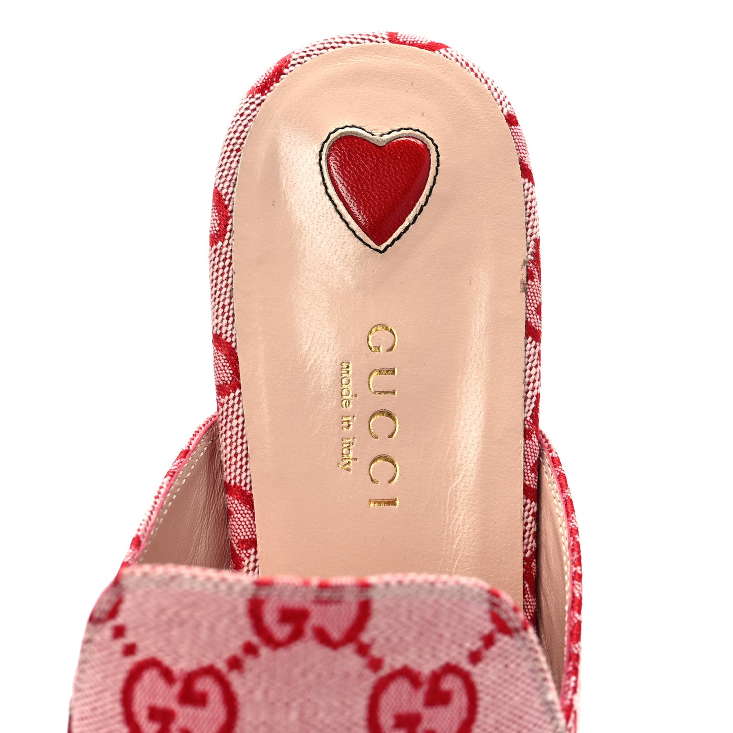 Canvas GG Monogram Horsebit Womens Princetown Slippers 37.5 Gardenia Hibiscus Red