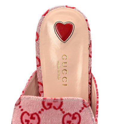 Gucci Canvas GG Monogram Horsebit Womens Princetown Slippers 37.5 Gardenia Hibiscus Red 7 of 9
