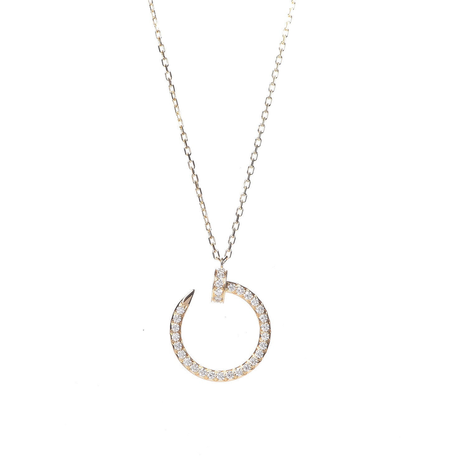 Cartier 18K Yellow Gold Diamond Juste Un Clou Paved Pendant Necklace 4 of 5