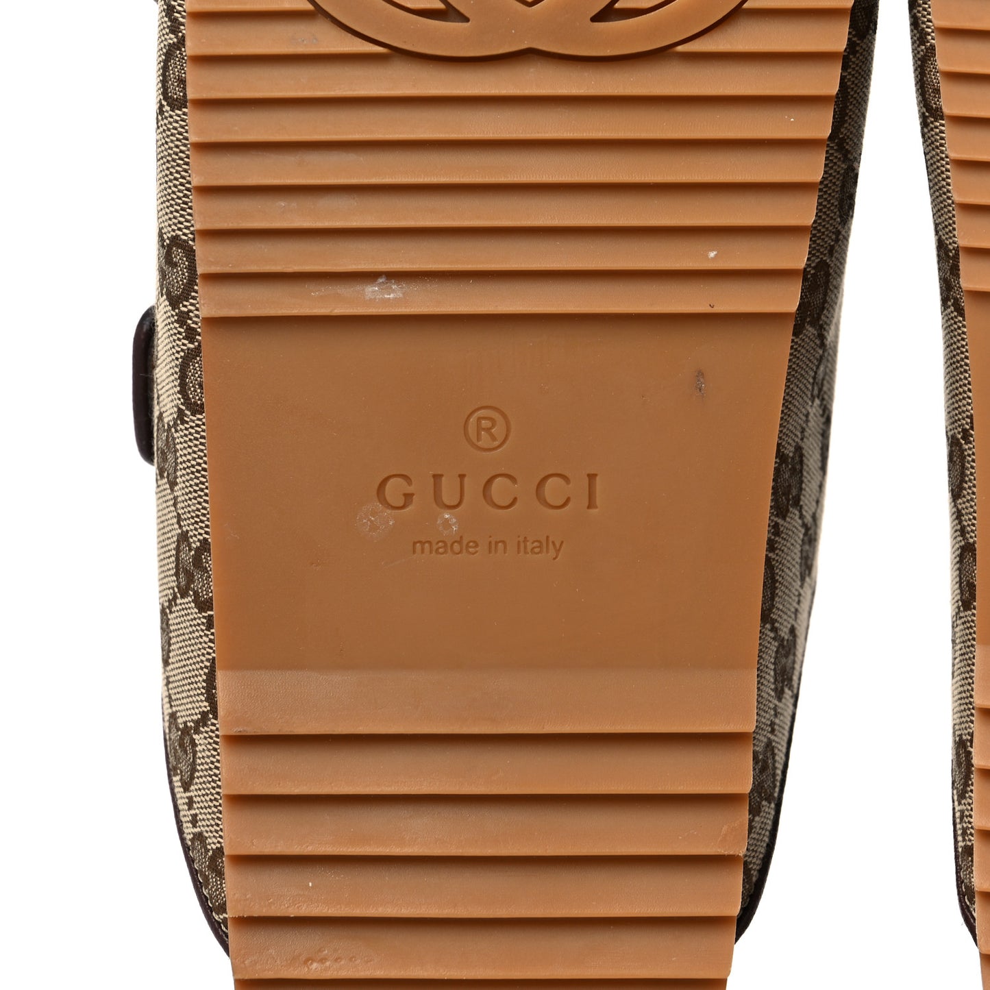 GG Monogram Lavaredo Eco Fabric Mens Slide Sandals With Straps 9 Beige Ebony Light Brown
