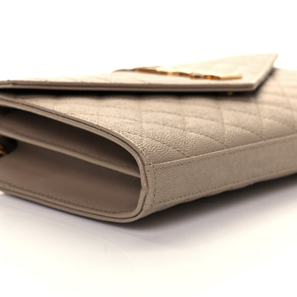 Saint Laurent Grain De Poudre Mixed Matelasse Triquilt Monogram Chain Wallet Dark Beige 19 of 22