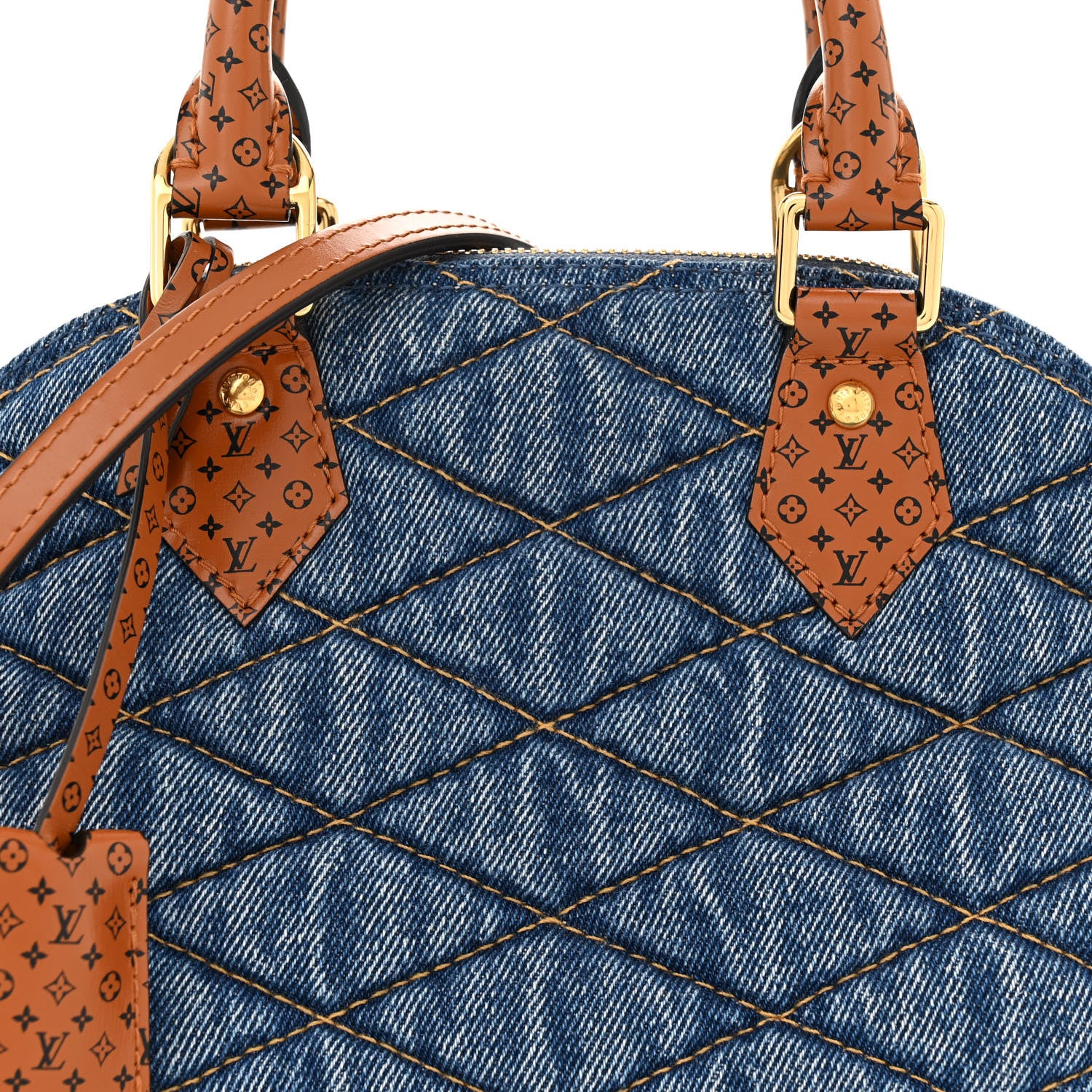 Louis Vuitton Denim Calfskin Reverse Monogram Malletage Alma BB Blue 8 of 11