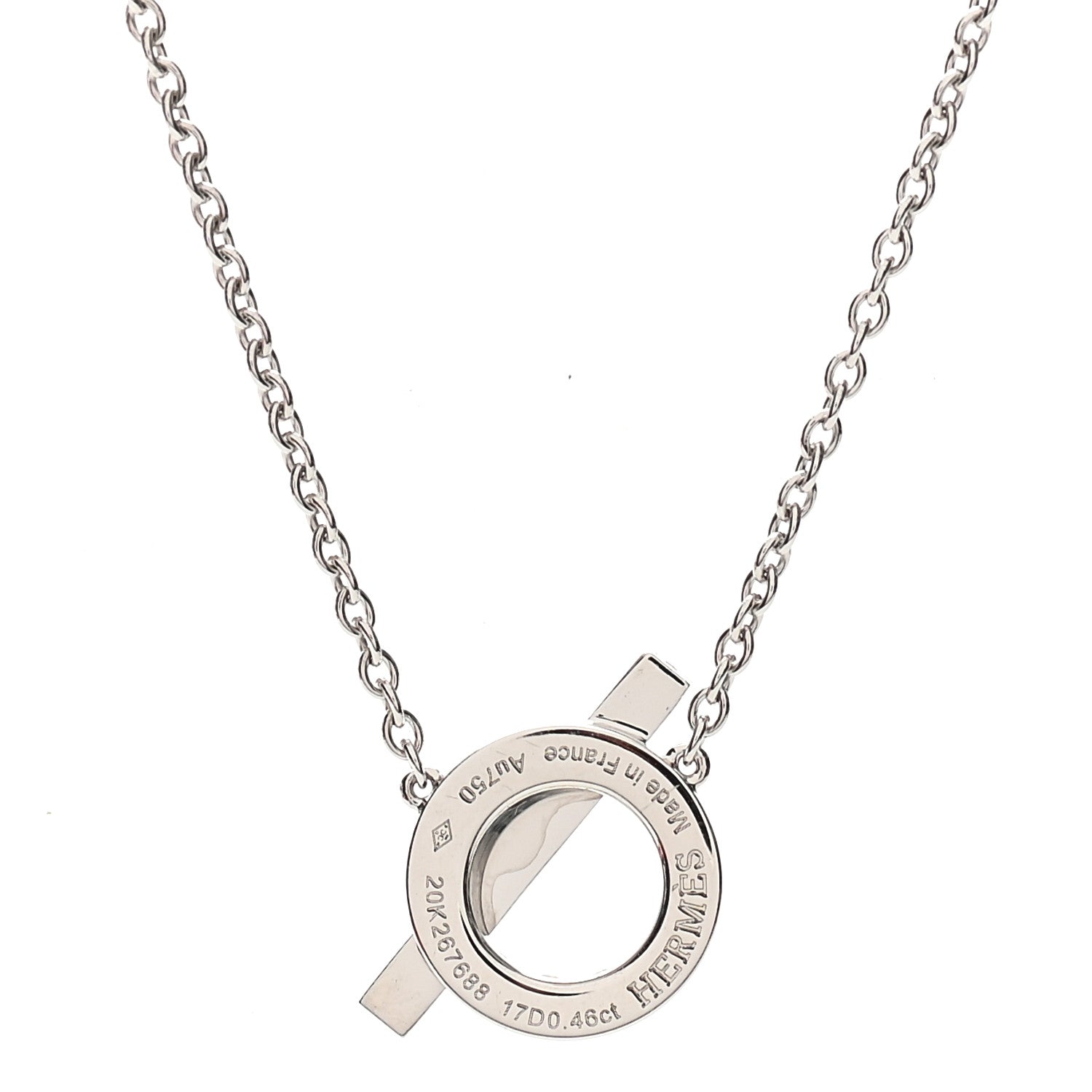 Hermes 18K White Gold Diamond Finesse Pendant Necklace 4 of 5