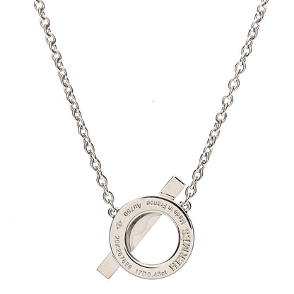 Hermes 18K White Gold Diamond Finesse Pendant Necklace 4 of 5