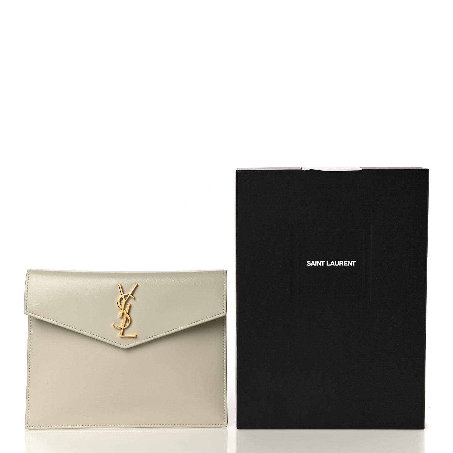 Smooth Shiny Calfskin Monogram Uptown Baby Pouch Crema Soft