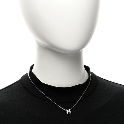 Hermes Lacquered Palladium Mini Pop H Pendant Necklace White 2 of 5