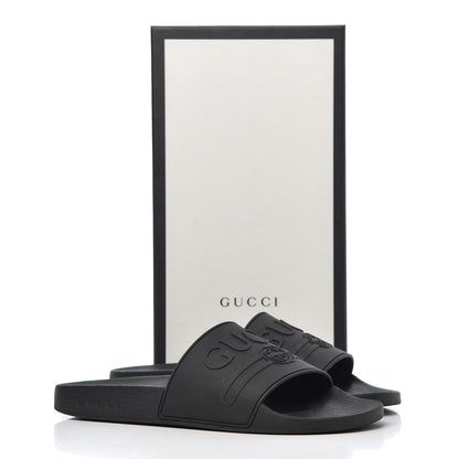 Gucci Rubber Womens Logo Slide Sandals 39 Black 15 of 15