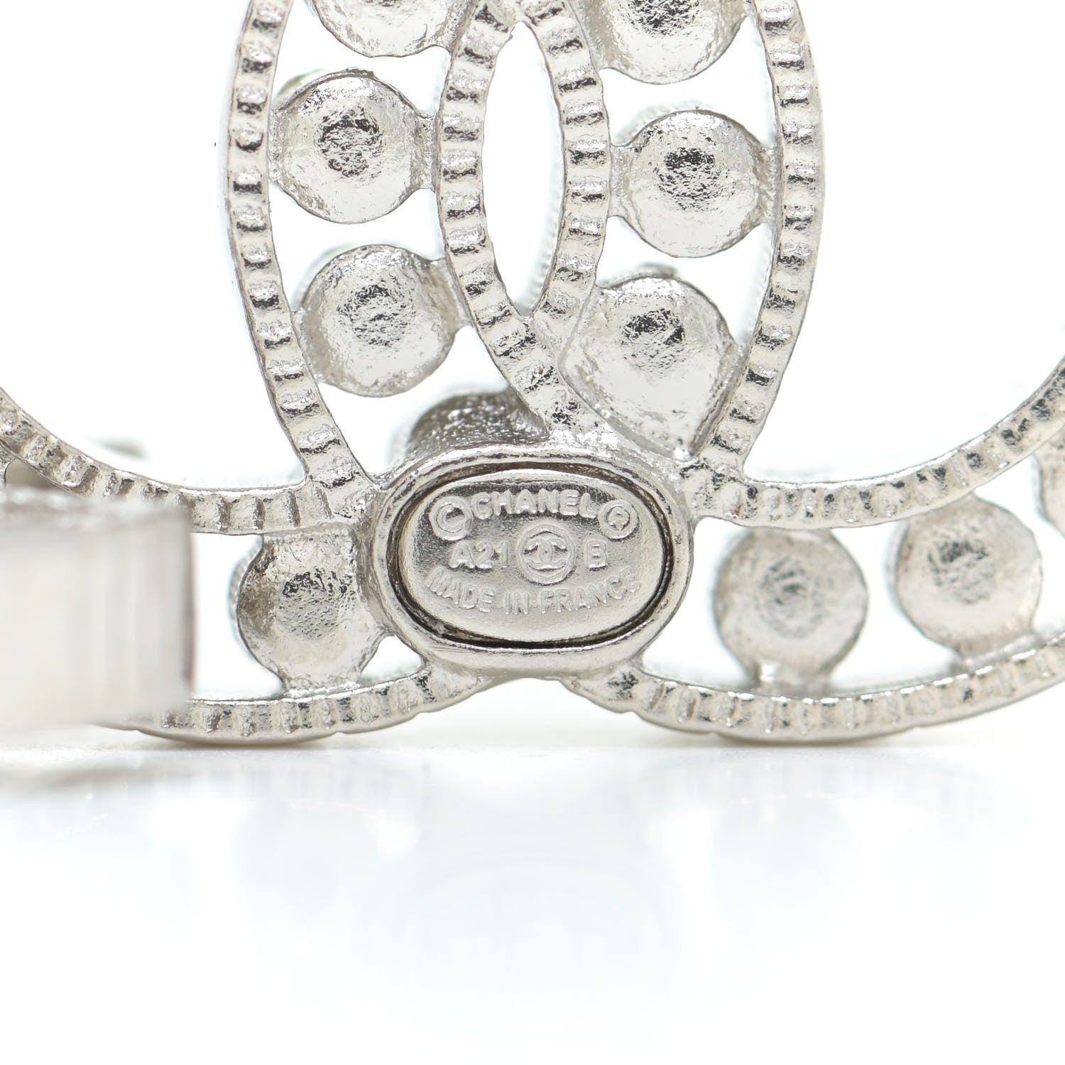 Chanel Crystal CC Earrings Silver 4 of 5